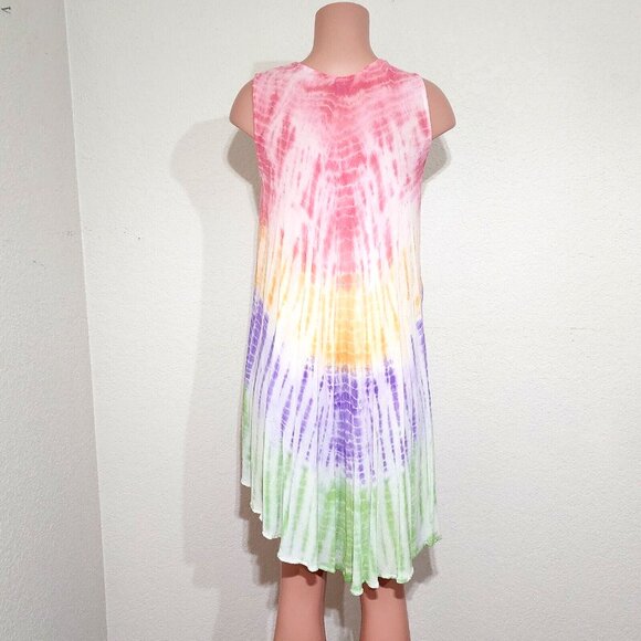 Shoreline Sleeveless Tie Dye Swim Cover Up One Size / Medium Pretty Summer Color - Picture 4 of 6